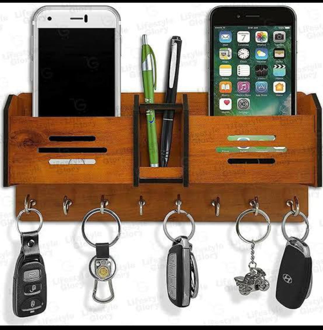 Premium Mobile & Key Holder (Matte Black & Premium Brown)