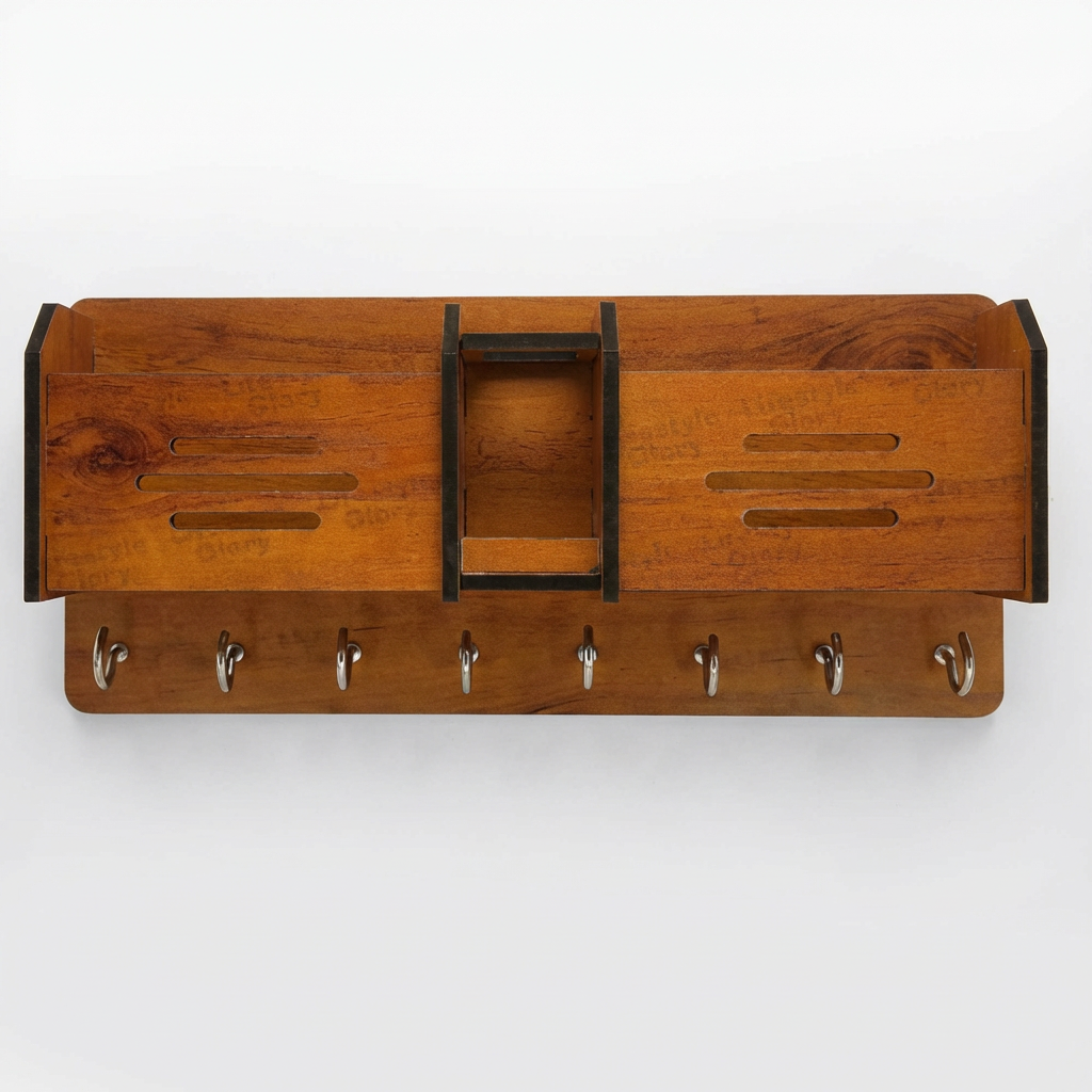 Premium Wall Organizer – Keychain & Mobile Holder with Hooks
