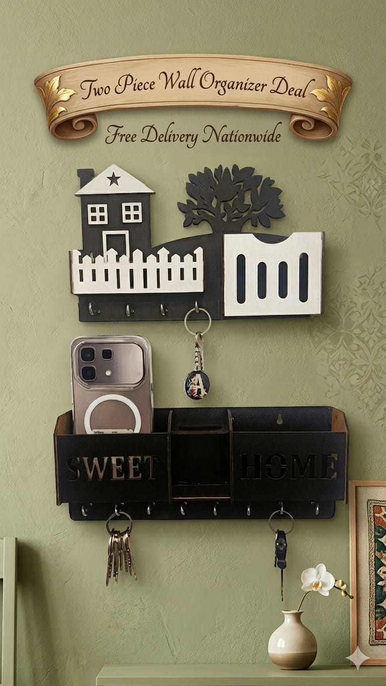 2-Piece Wall Organizer Deal – Keys, Mobile, Accessories All in One Place